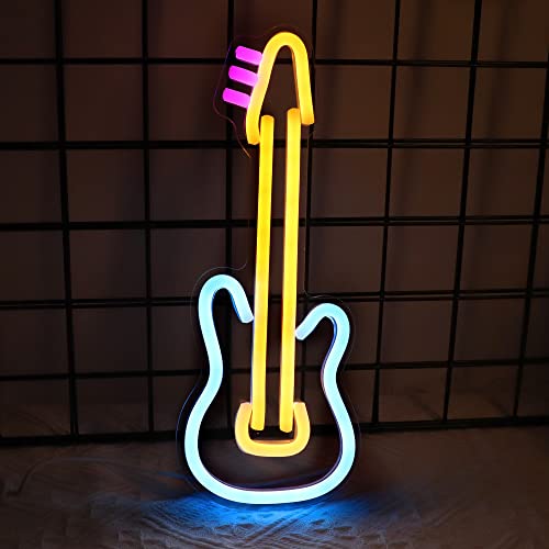 Neon Guitar Shaped Sign (8x14 inches)