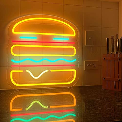 NEON SIGNS INDIA Burger (14x14 inches) led Light for Home Decorative Sign Wall / Decor for Wedding Party Kids Room /Living Room House/ Bar/ Pub/ Hotel/ Restaurant