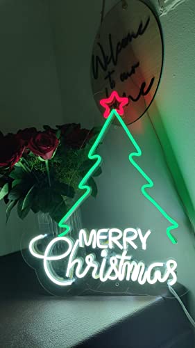 Neon Sign Merry Christmas Led Neon Sign Light Xmas Sign Lights for Wreath Gift Yard Decor | Christmas Decorations| Lights | Tree Decoration Items | Party, Home Decor (Christmas Tree(8x18 inch))