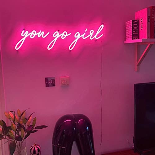 NEON SIGNS INDIA You Go Girl (8x18 inches) led Light for Home Decorative Sign Wall / Decor for Wedding Party Kids Room /Living Room House/ Bar/ Pub/ Hotel/ Restaurant