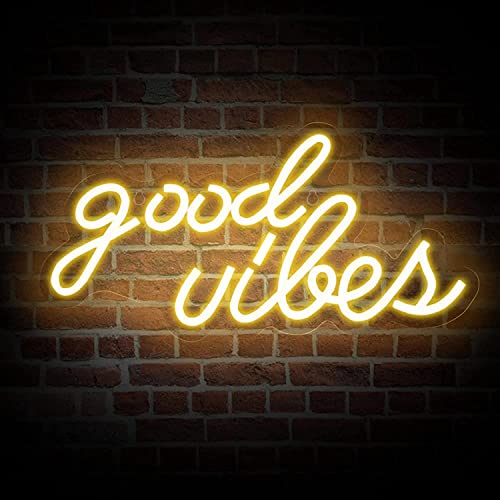 NEON SIGNS INDIA Good Vibes led Light for Home Decorative Sign Wall / Decor for Wedding Party Kids Room /Living Room House/ Bar/ Pub/ Hotel/ Restaurant (Warm White)
