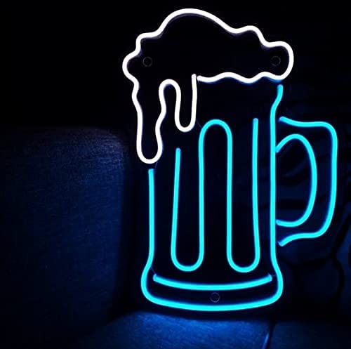Beer Glass Neon Sign (10 x14 inches) Neon LED Light, Decorative Light for Room, Party and Bar Comes with Adaptor