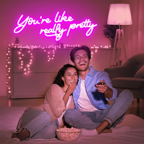 Large You're Like Really Pretty Neon Sign, with Timing Dimmable Remote, 25-IN Pink Youre Like Really Pretty LED Neon Lights for Wall Decor, Bedroom Party Wedding Aesthetic Decoration, Girl Gifts