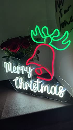 Neon Sign Merry Christmas Led Neon Sign Light Xmas Sign Lights for Wreath Gift Yard Decor | Christmas Decorations| Lights | Tree Decoration Items | Party, Home Decor (Christmas Bell(12x18 inch))