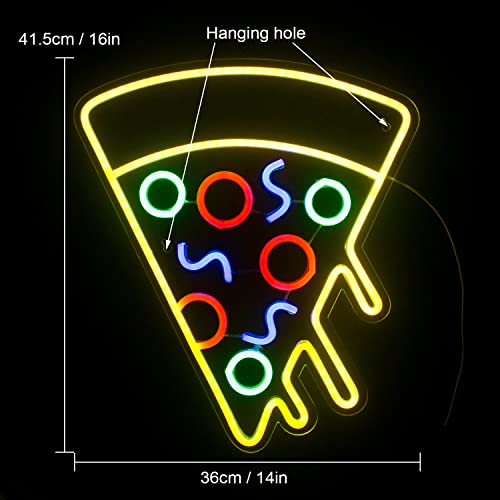 Pizza Shaped Neon Sign USB Powerd LED Signs Wall Decor Yellow Neon Lights for Pizzeria Kitchen Restaurant Bar Party Pub Cool Bedroom Decoration - Neonsignsindia