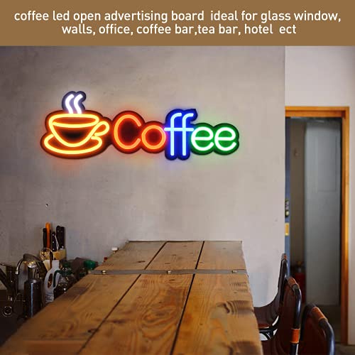 Coffee Neon Signs for Wall Decor, LED Neon Light Hanging for Restaurant 12 x 12'', Handmade Advertising Neon Sign for Bar, Food Shop, Pub Decoration