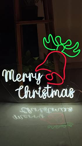 Neon Sign Merry Christmas Led Neon Sign Light Xmas Sign Lights for Wreath Gift Yard Decor | Christmas Decorations| Lights | Tree Decoration Items | Party, Home Decor (Christmas Bell(12x18 inch))