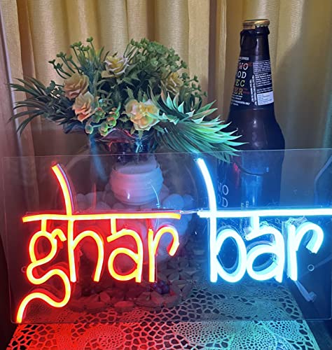 Ghar Bar neon Sign (8x12Inches)