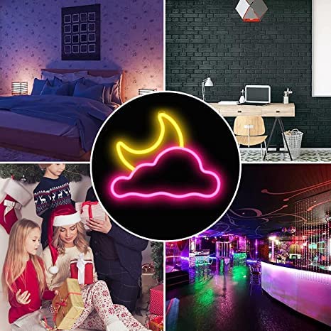 Cloud and Moon Led Neon signs/ Neon Lights 12x14 inches 