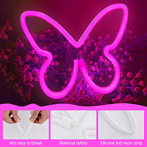 3 Pcs Butterfly Neon Signs(Pink, Purple, Warm white) for girls room