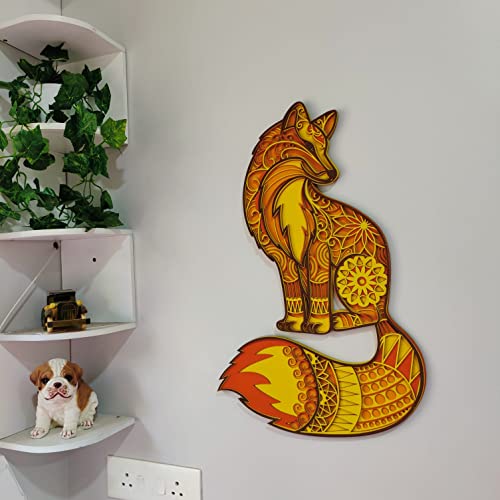 Wooden Wall Art Hanging Wall Home Decoration Living Room, Office , Hotel, Restaurant (18x18 inch FOX)