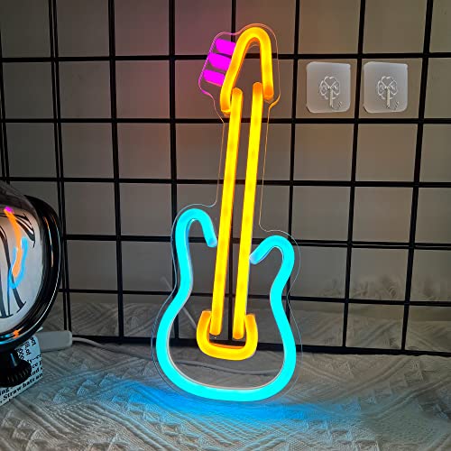 Neon Guitar Shaped Sign (8x14 inches)