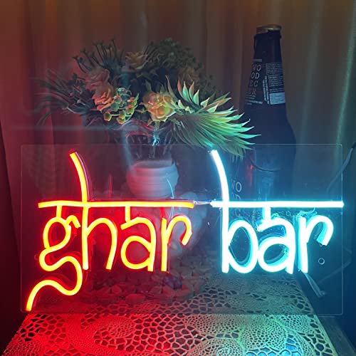 Ghar Bar neon Sign (8x12Inches)