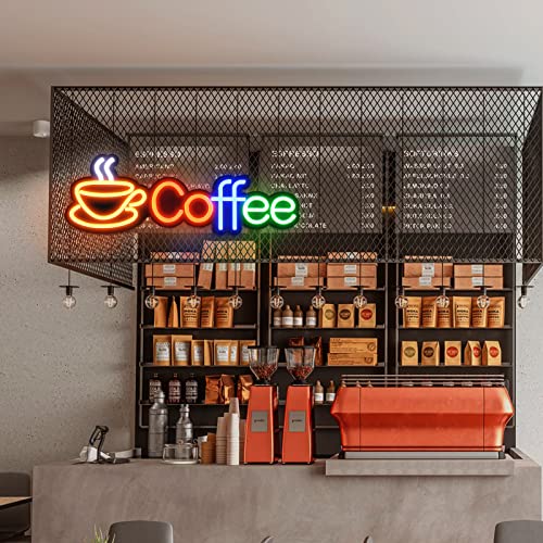 Coffee Neon Signs for Wall Decor, LED Neon Light Hanging for Restaurant 12 x 12'', Handmade Advertising Neon Sign for Bar, Food Shop, Pub Decoration