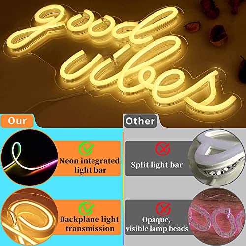 NEON SIGNS INDIA Good Vibes led Light for Home Decorative Sign Wall / Decor for Wedding Party Kids Room /Living Room House/ Bar/ Pub/ Hotel/ Restaurant (Warm White)