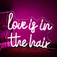 Love is in the Hair” Neon Sign Dimmable Pink Letter Neon Signs Salon Hair Salon Sign Word LED Neon Light Sign for Barbers, Beauty Salons Decor for Beauty Shop