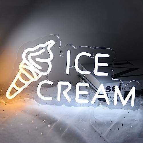 Ice Cream Neon Sign for Ice Cream Shop Wall Decor,Ice Cream Neon Sign,Business Dessert LED light for Bar,Party,Bedroom Decoration,Birthday Christmas Gift,Size16.1 * 8.3 inches(JTLD022)