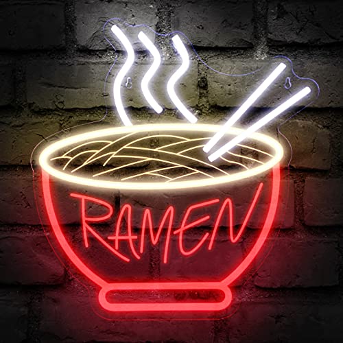 Red Ramen Neon Sign - IMEGINA 3D Dimmable 12V Japanese Neon Signs for Wall Decor 15.3x14.5 Inch, Bright LED Neon Lights for Restaurant, Window, Shop, Dinning Room - Neonsignsindia