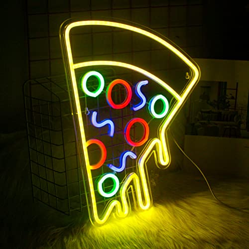 Pizza Shaped Neon Sign USB Powerd LED Signs Wall Decor Yellow Neon Lights for Pizzeria Kitchen Restaurant Bar Party Pub Cool Bedroom Decoration - Neonsignsindia