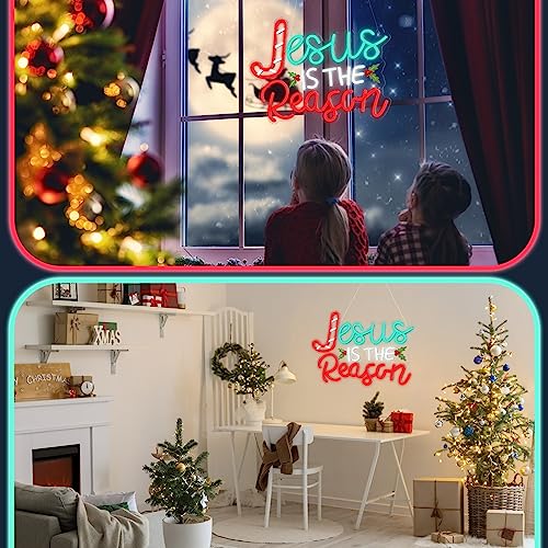 Jesus Is the Reason Neon Sign Christmas LED Sign 16.5 x 11.8Inch