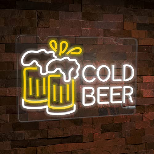 Beer Neon Signs for Bar Club, Bar Decor for Home, Beer Neon Signs for Hotel, Man Cave Stuff, Cold beer , Business Neon Light Sign for Shop Decor