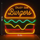 Hamburger Neon Sign, Burger Neon Sign for Burger Shop Business, Food Neon Signs for Home, Bar, Restaurant, Food Shop, Advertising Neon Sign for Wall Decor, 15.4x15.4 IN by JXIN - Neonsignsindia