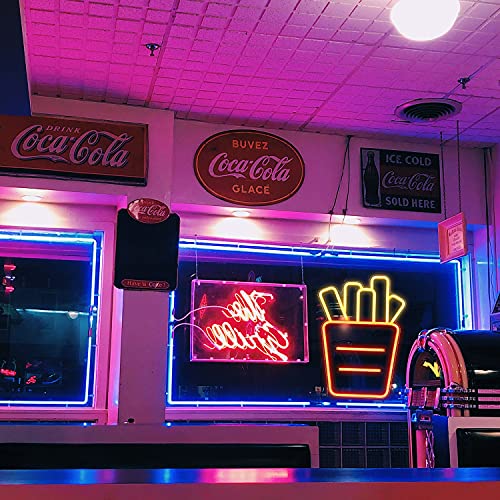 French Fries Neon Signs Led Neon Sign Acrylic Neon Light for Business 17''x 12'' Food Red Neon Sign Wall Art for Bedrooms Kitchen Dining Cars Restaurants Party Decoration