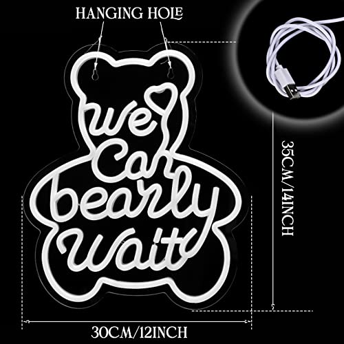 We Can Bearly Wait Neon Sign (Bear Shape) 12x14 inches