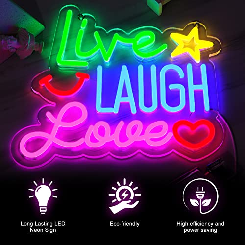 Live Laugh Love Neon Signs,light up letters Room Decor Neon Lights, Portable LED Signs Gifts for Bar Party Home Bedroom Wall