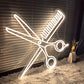 Scissors Neon Sign for Business-Adjustable Brightness Neon Lights Sign for Party Bar Salon Stores Shop Hotel Wall Decor With Hanging Chain for Store Windows-20 IN