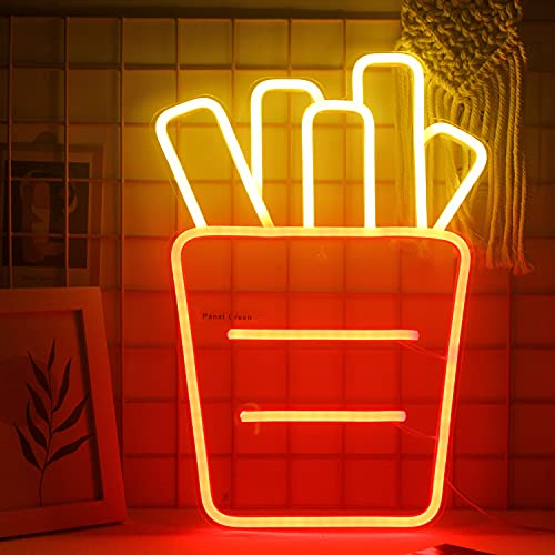 French Fries Neon Signs Led Neon Sign Acrylic Neon Light for Business 17''x 12'' Food Red Neon Sign Wall Art for Bedrooms Kitchen Dining Cars Restaurants Party Decoration