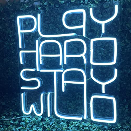 Play Hard Stay Wild Neon Sign (13x14 inches) for Room Decor, Birthday, Anniversary, Party Room, Home Wall Decor, neon Light/Sign for Restaurant, Bedroom, bar, Cafe and Club.