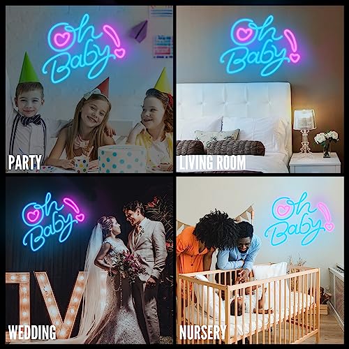 Oh Baby Neon Signs for Wall Decor, 15.7x12.3"