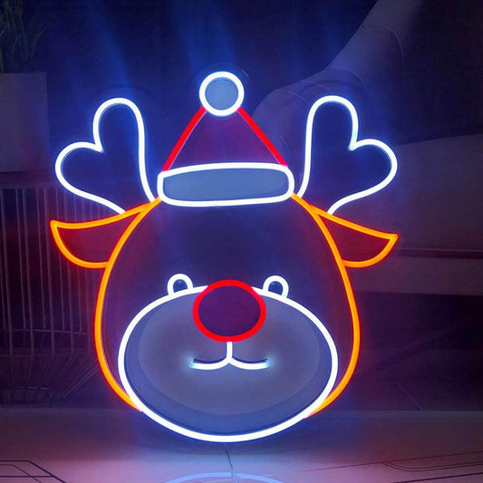 Reindeer Sign Neon, Festival LED Neon Light Wall Decor Art Neon Sign Light for Home Decoration,Bedroom, Lounge, Office, Wedding, Christmas, Valentine’s Day Party (16.5 x 18 Inch)