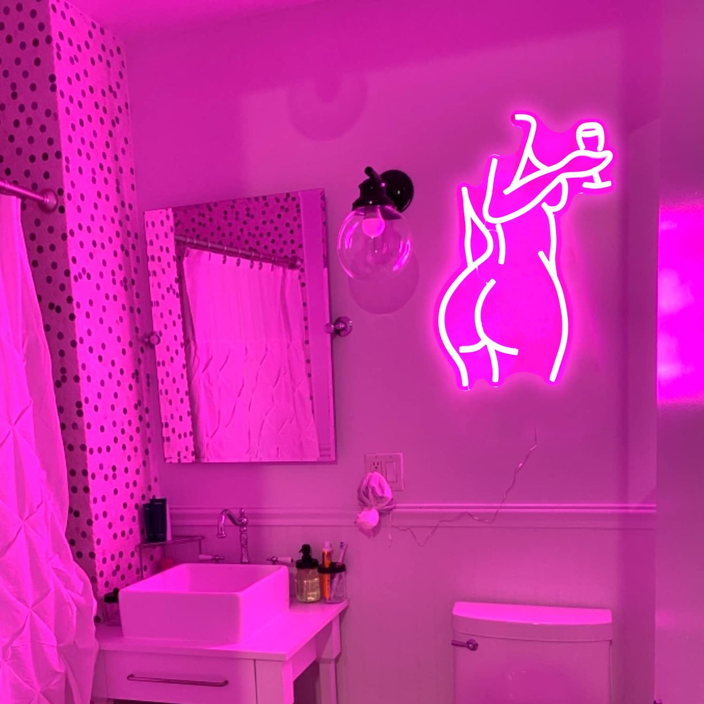 Neon Pink Lady Sign - Dimmable Decor for Bedroom, Bar, Store - 16X11 Inches