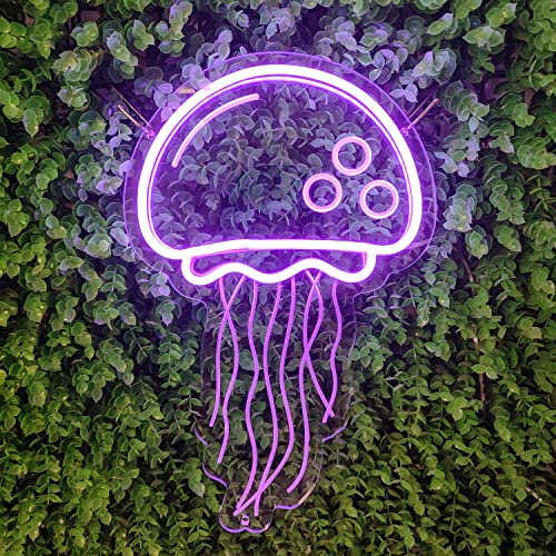 Jellyfish Neon Signs for Wall Decor Light Up Personalized for Bedroom, Bar, Birthday, Holiday Party, Wedding.  Creative Purple Light LED with Dimmer Switch