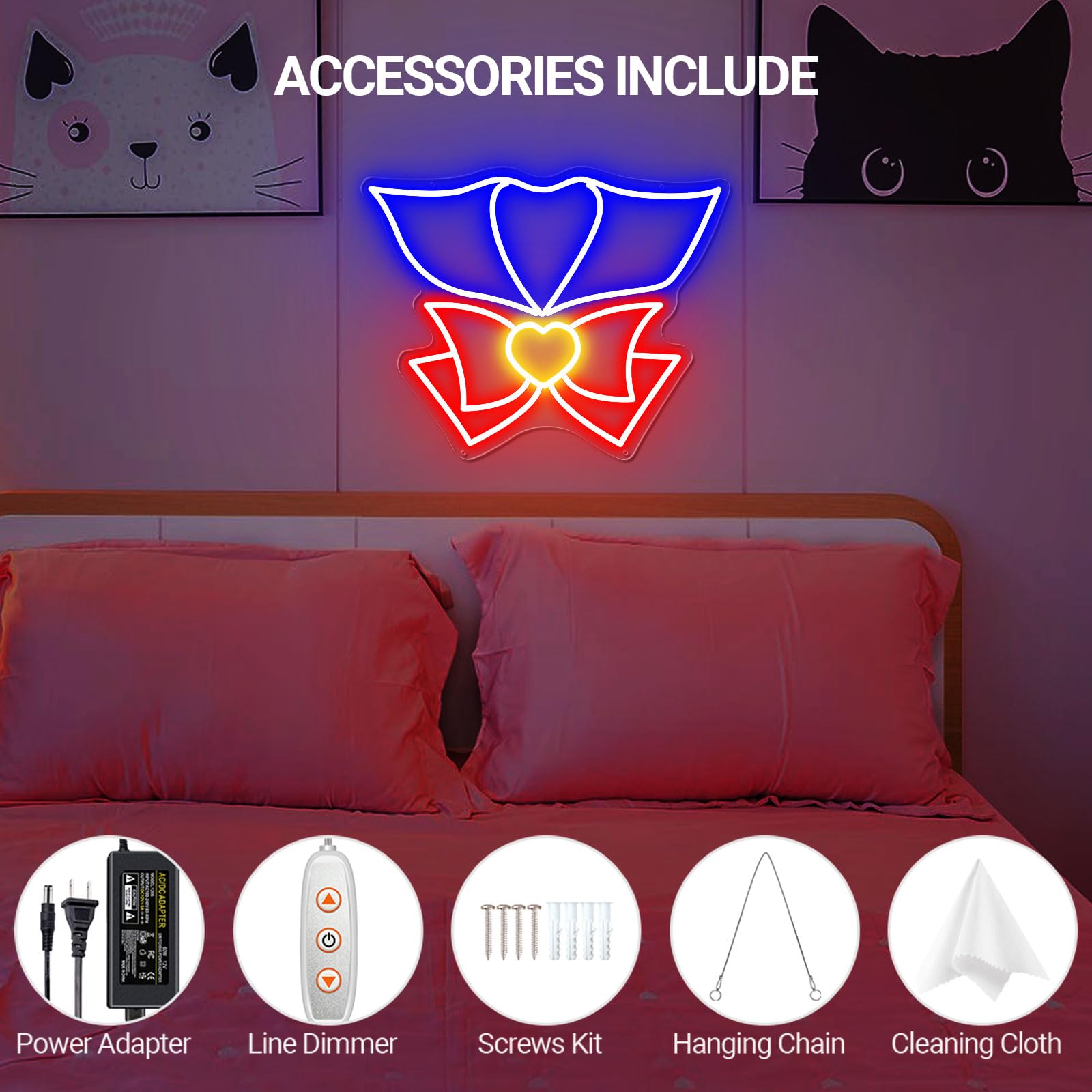 Anime Neon Sign Anime Neon Light Magic Bowknot Collar LED Light