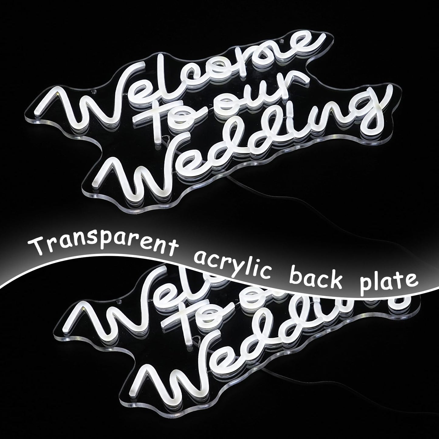 Welcome To Our Wedding Neon Sign Wedding Neon Sign Romantic White Letter Neon Light Sign for Wall Decor Dimmable Words LED Neon Wedding Party Valentines Day Girlfriend