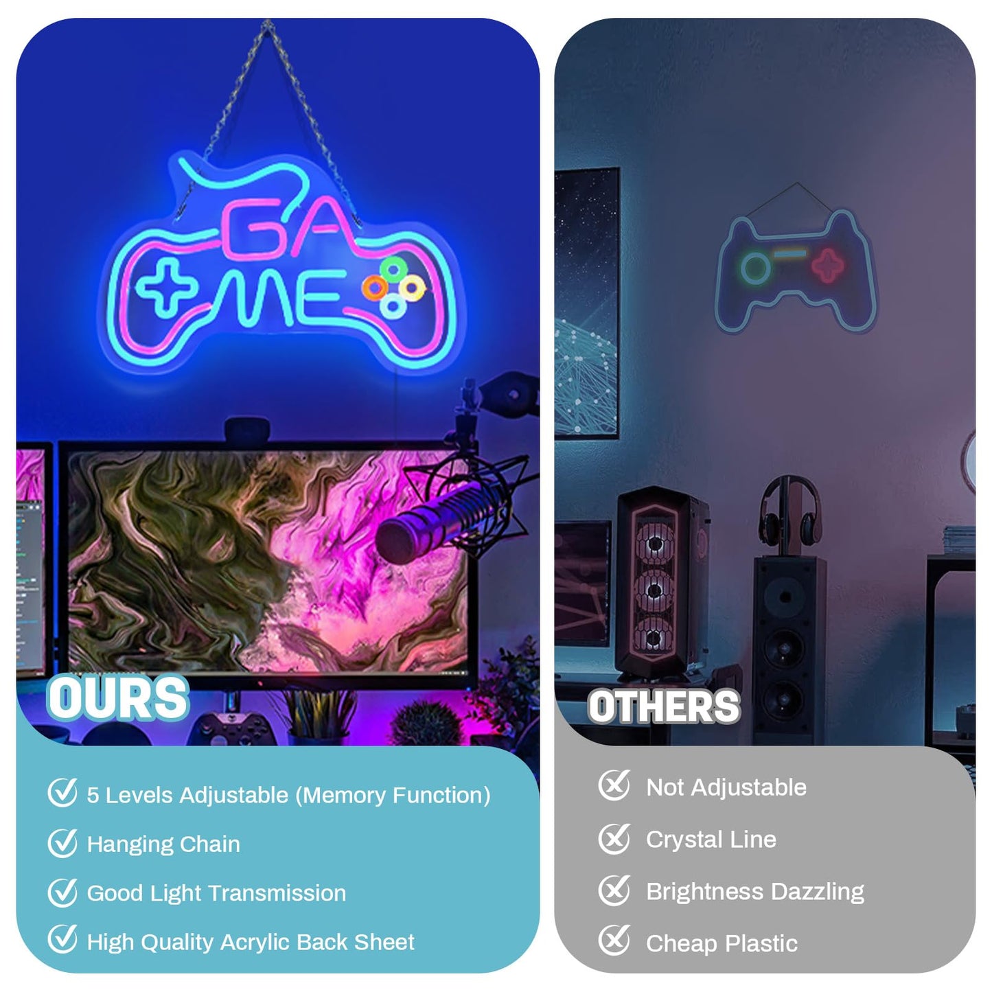 Gamer Neon Signs for Wall Decor (16x12 Inchs)