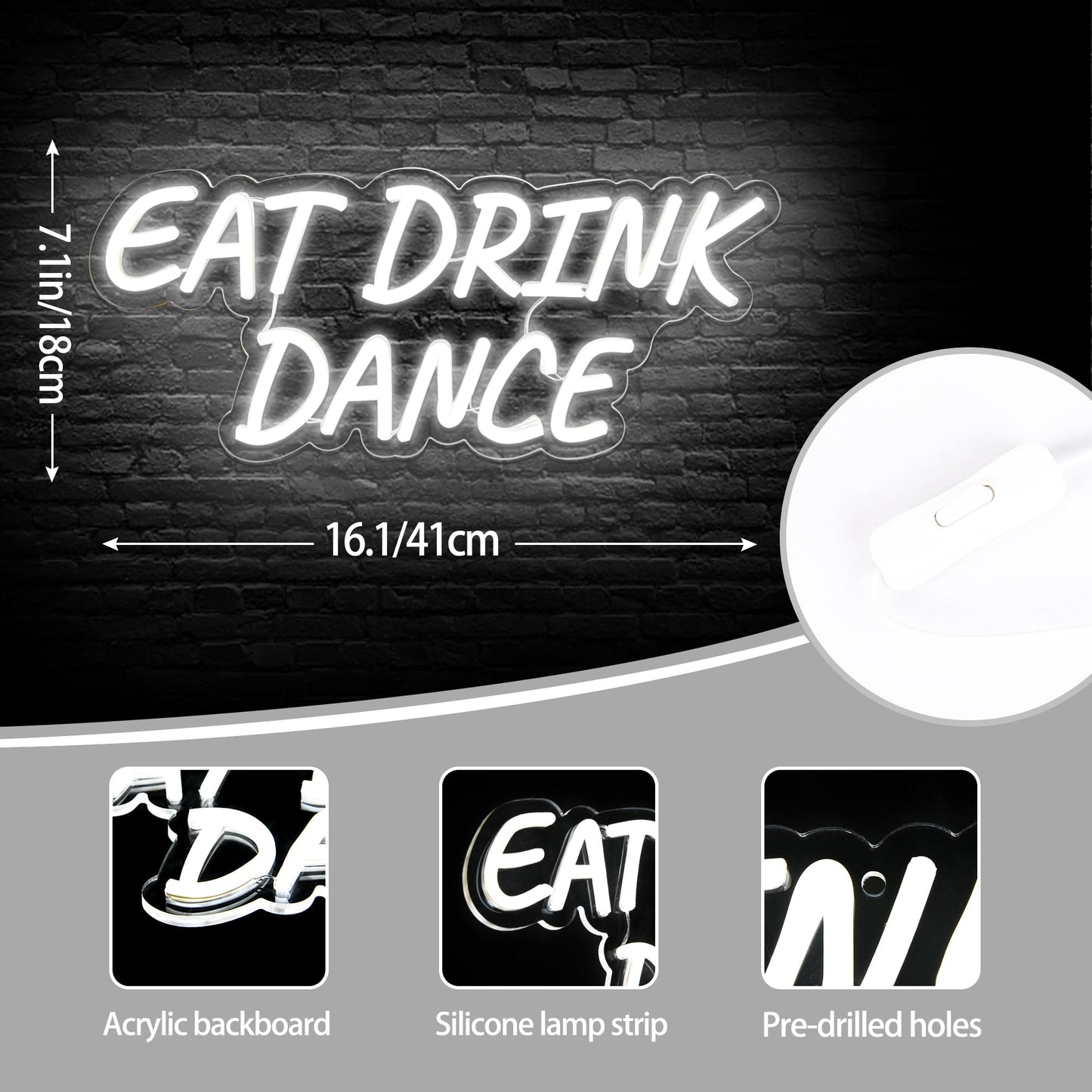 Eat Drink Dance Neon Sign (17x12Inch)