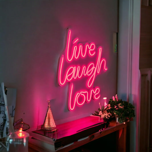 Live Laugh Love Neon Sign, Live Laugh Love Led Pink Light, Love Neon Wall Décor for Bedroom Living Room Office Cafe, Pink Party Light, Valentine Gift