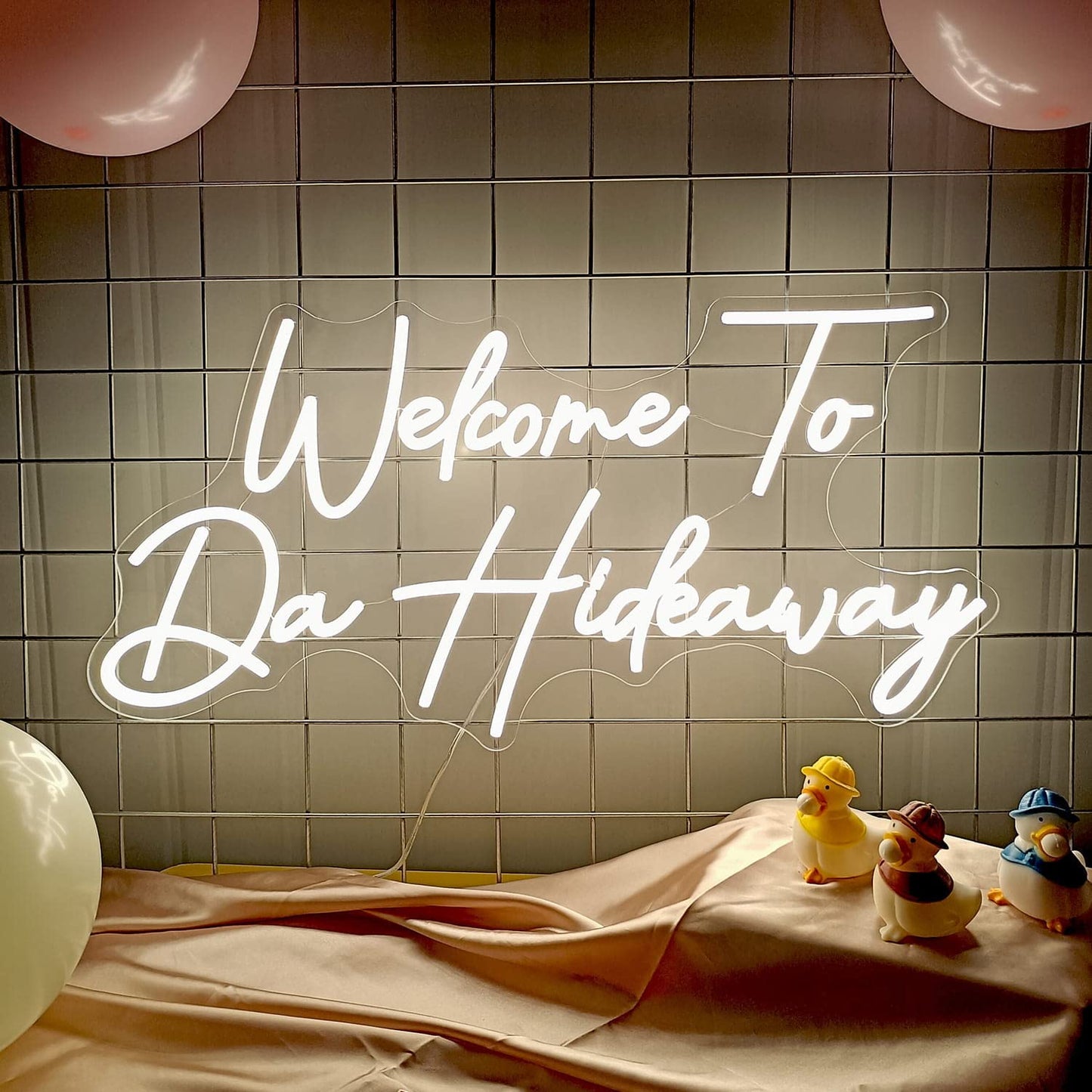 Welcome to DA Hideaway Neon Light Signs, LED Neon Sign for Wall Handmade Wall Decor Neon Light with Dimmer for Office Hotel Bar Cafe Birthday Party Man Cave Art Wall Lights