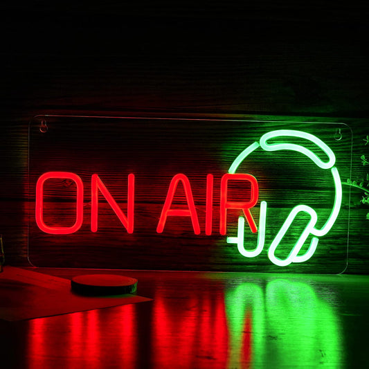 ON AIR Neon Sign LED ON AIR Light Sign Decoration Sign 16.5’’X7.9’’Bedroom Bar Club Man Cave Store Studio Party Wall Art Decoration（Red Green）