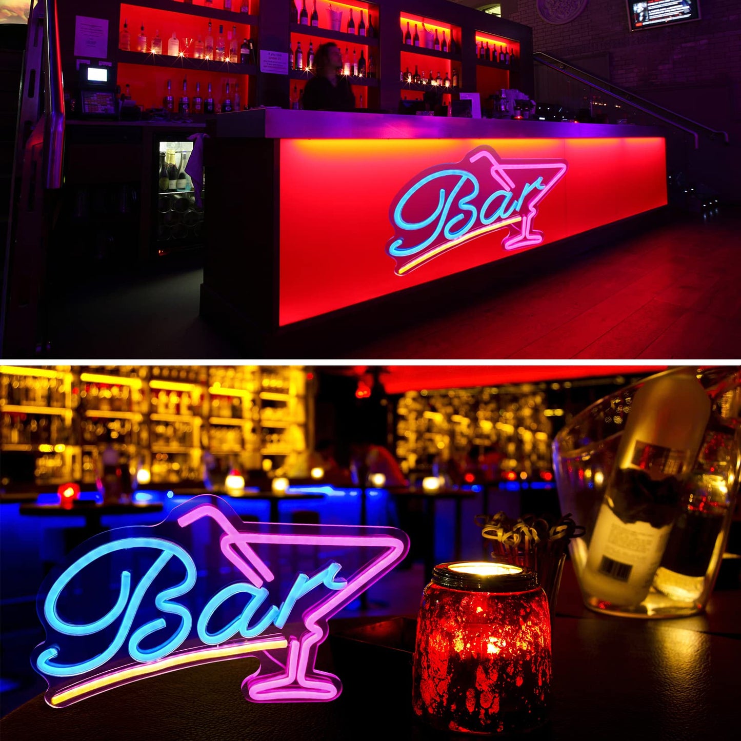 Pedaiah Neon Bar Signs for Home Bar, Bar Neon Sign Acrylick LED Bar sign Bar Neon Lights with Switch, Bar Signs for Home Bar, Bistro, Party, Club, Wall Decor