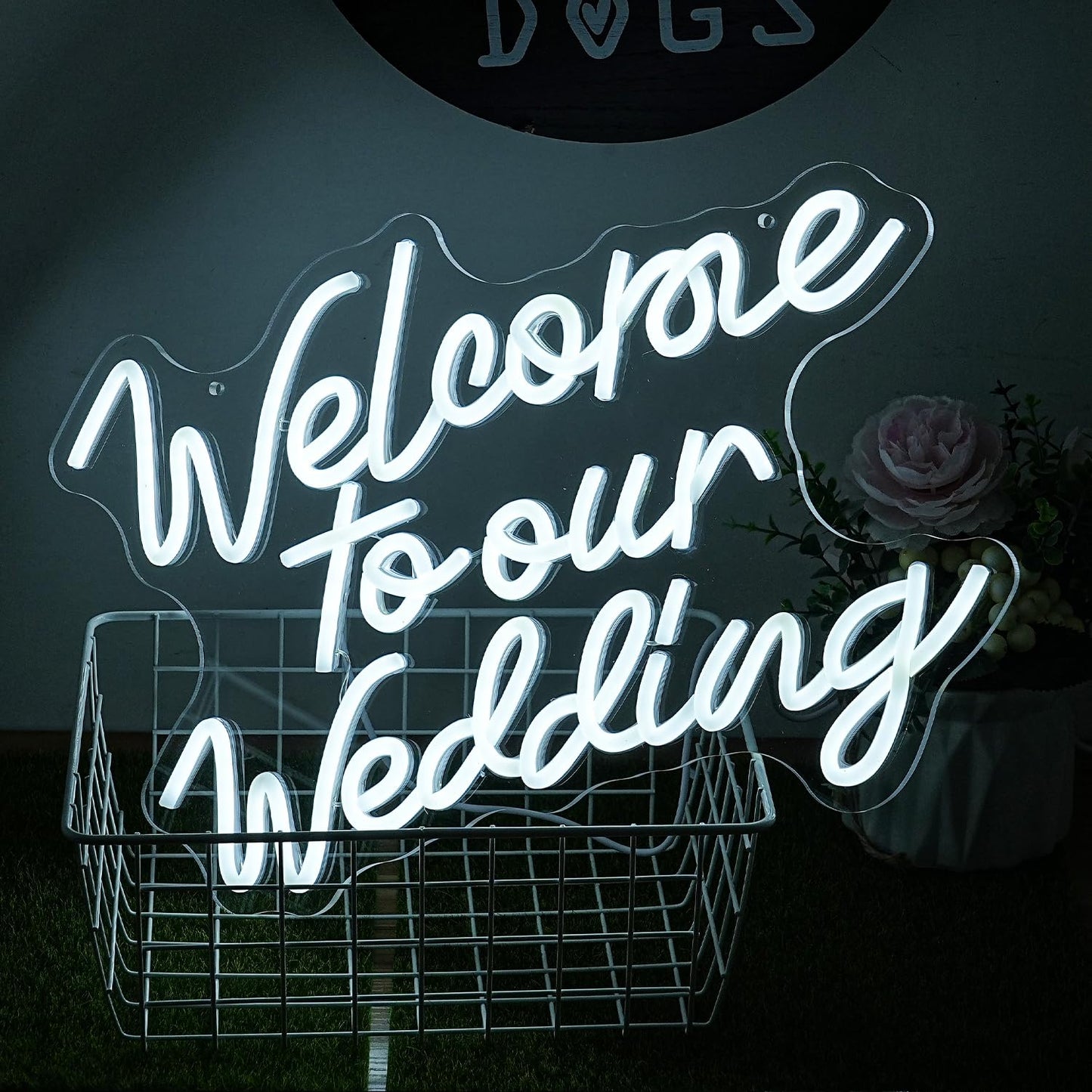 Welcome To Our Wedding Neon Sign Wedding Neon Sign Romantic White Letter Neon Light Sign for Wall Decor Dimmable Words LED Neon Wedding Party Valentines Day Girlfriend