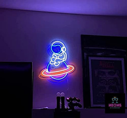 Astronaut on a Planet (12x18 inches) Neon Sign Light - Neonsignsindia