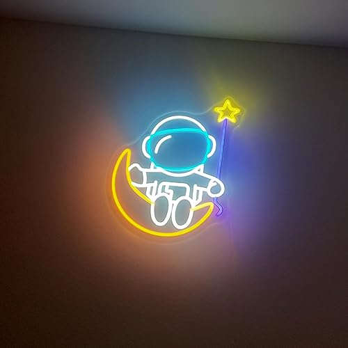 Astronauts Sitting on the moon Neon Sign (21x16 Inches) Neonsignsindia