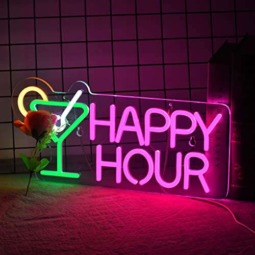 Cocktails Happy Hour Neon Sign (12x17 inches) Neonsignsindia