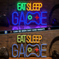 EAT SLEEP GAME (13 x 8.7 inch) Neonsignsindia
