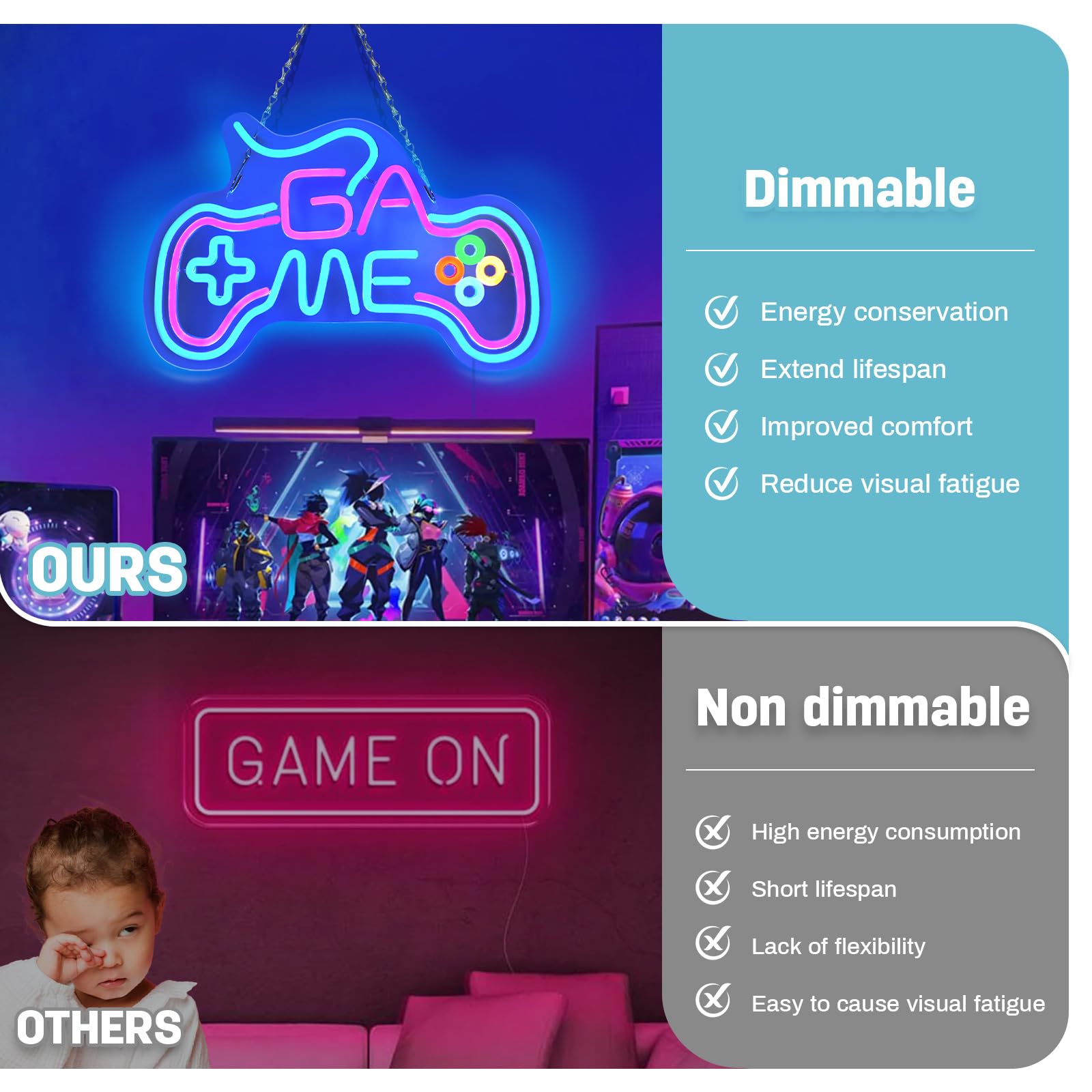 Gamer Neon Signs for Wall Decor (16x12 Inchs) Neonsignsindia